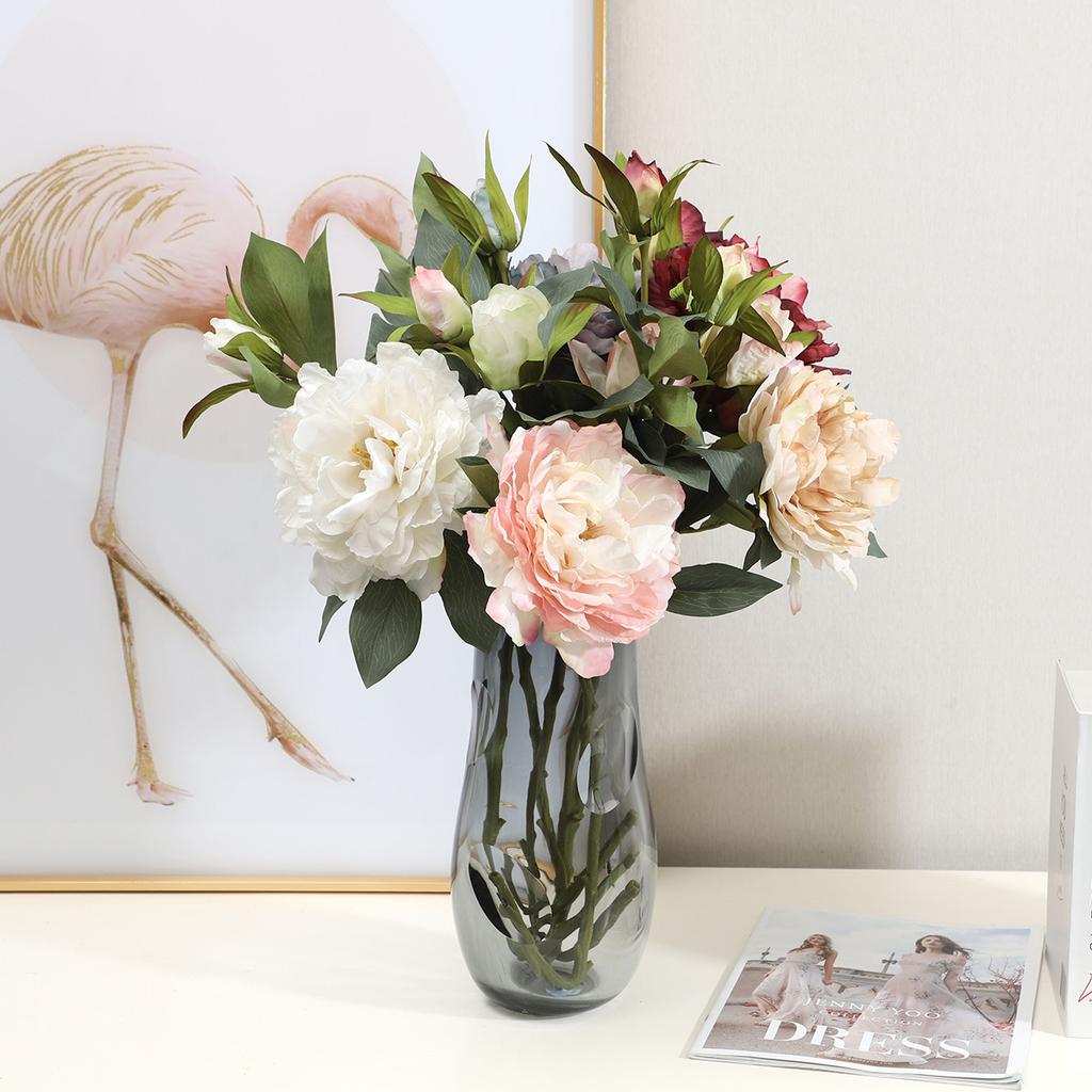 3 Head Autumn Peony Flower Simulation Bouquet Home Living Room Decoration Table Floral Decoration Fake Flowers