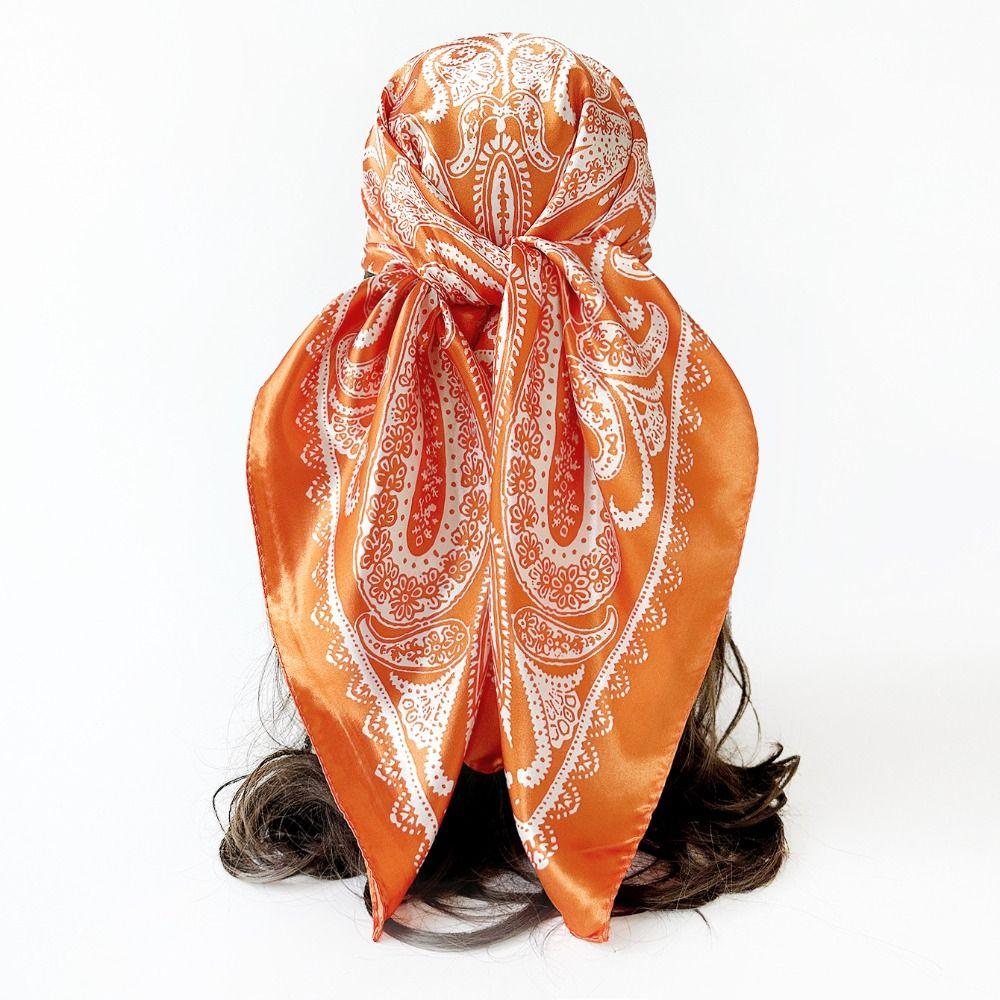 Paisley Printed Head Wrap Scarf Silk Feeling Bandana Shawl Satin Square Scarf Women Daily Styling