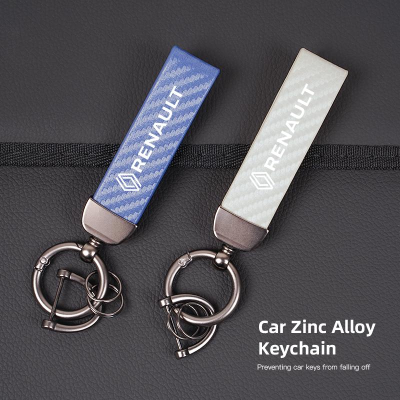 For Renault 2026 New Hub Caps 1Pcs Carbon Fiber Leather Car Keychain Key Ring Chain For Renault Clio Kadjar Koleos Megane Espace