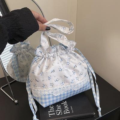 Сумка-бенто на шнурке для работы, летнего отдыха, литературной и художественной деятельности, свежая маленькая тканевая сумка, сумочка, легкая сумка с цветочным принтом