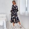 Темперамент и элегантность верхняя одежда мода женские длинные рукава винтажное цветочное платье осень