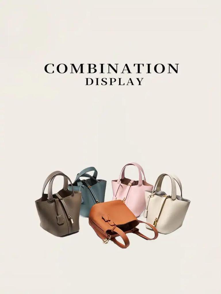 2024 Женская сумка-ведро из натуральной кожи с узором личи - Осенне-зимняя сумка-корзина для овощей