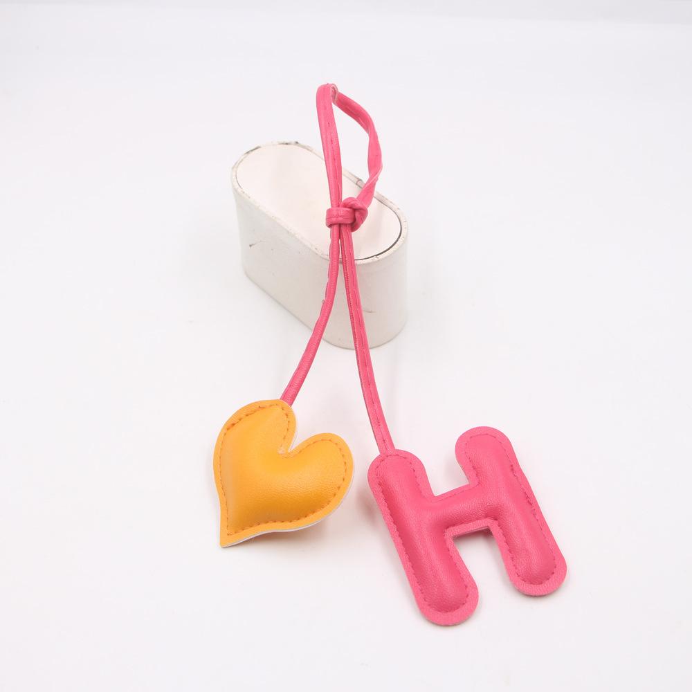 Color Blocking Letters Heart-shaped Leather Bags DIY Knotted Hanging Ropes Hanging Accessories Clothing Accessories Matching Hanging Ornaments