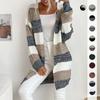 Lässiger Trend Vielseitiger Herbst und Winter Damen Langer Abschnitt Ohne Knöpfe Colorblocking Pullover Mantel