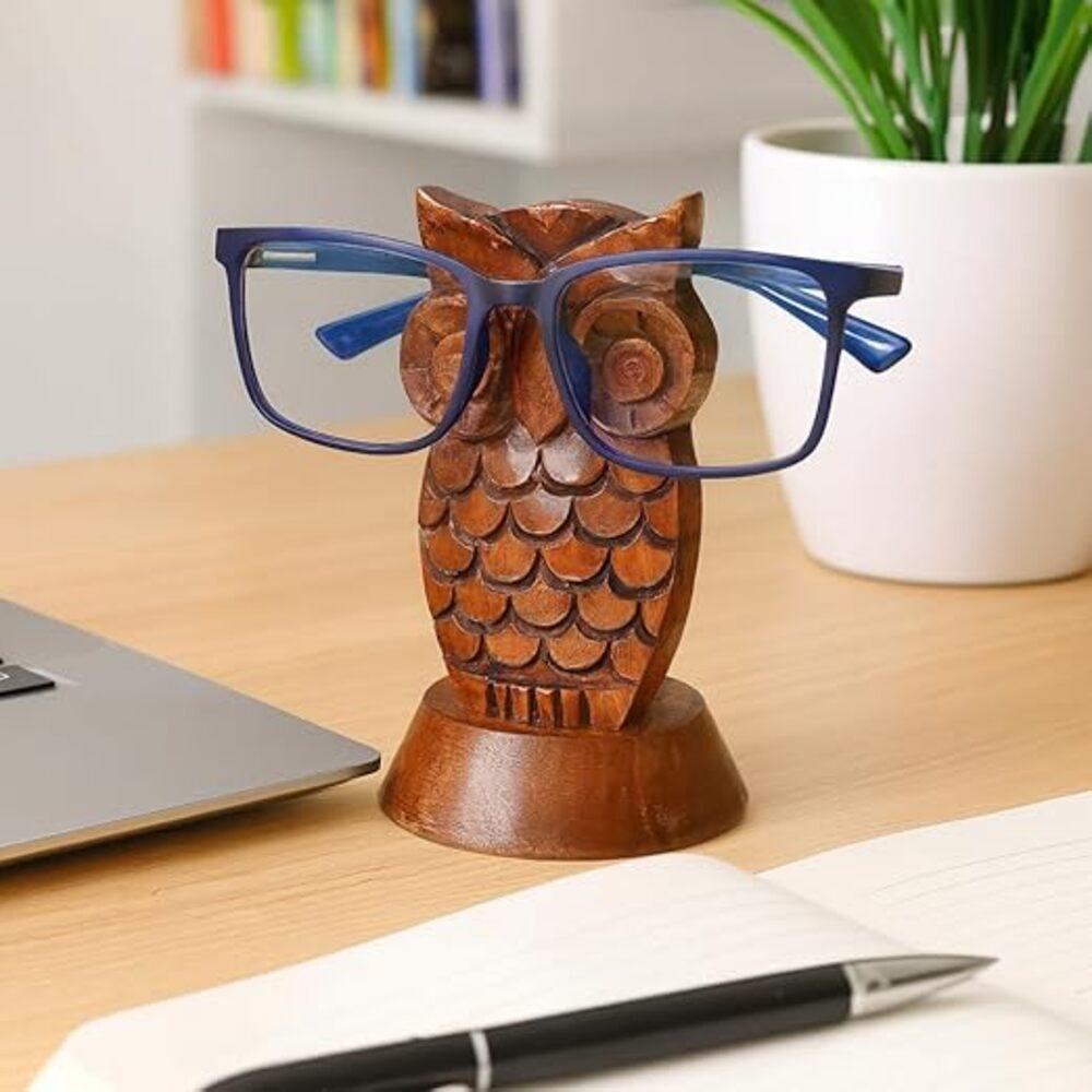 Birthday Gifts for Women Wooden Owl Glasses Holder Night Stand Reading Eyeglass Spectacle Retainer Gifts for Adults Women Men Him Her Mom Dad Car