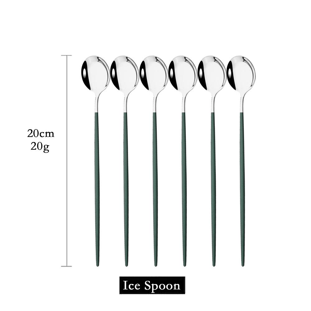 Набор столовых приборов с длинной ручкой для мороженого, красочная столовая ложка, барные ложки, набор столовых приборов для сока, кофе, кухонные принадлежности