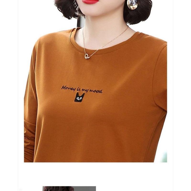 Модная футболка с длинным рукавом, женские топы, осень, новая, свободная, модная, простая, с круглым вырезом, универсальная базовая футболка