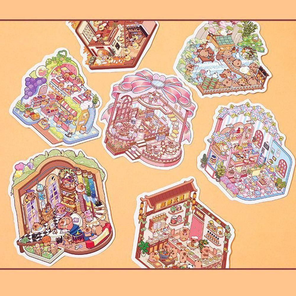 Миниатюрный альбом с наклейками PET 3D, карманные наклейки со сценами, наклейка-палатка для украшения, подарки