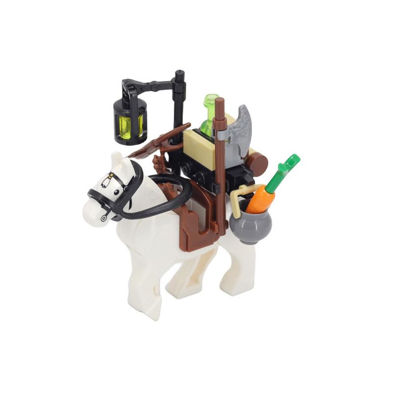 MOC Средневековая Ферма Крупный Рогатый Скот Лошадь Карета Строительные Блоки Рыцари Транспортировка Скота Кирпичи Модель Минифигурка Аксессуары Игрушка