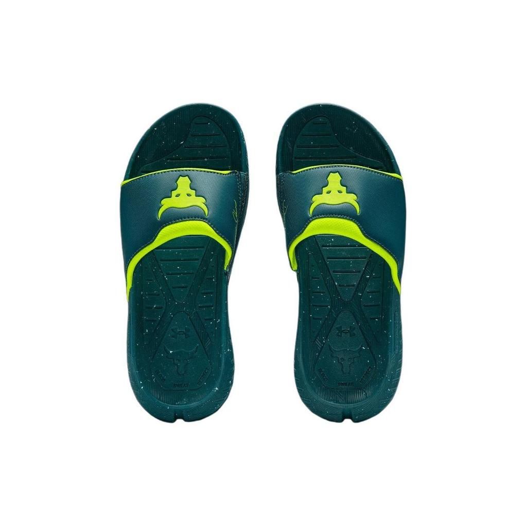 Under Armour Шлепанцы-слайдеры Унисекс Черно-зеленые 3026034-402