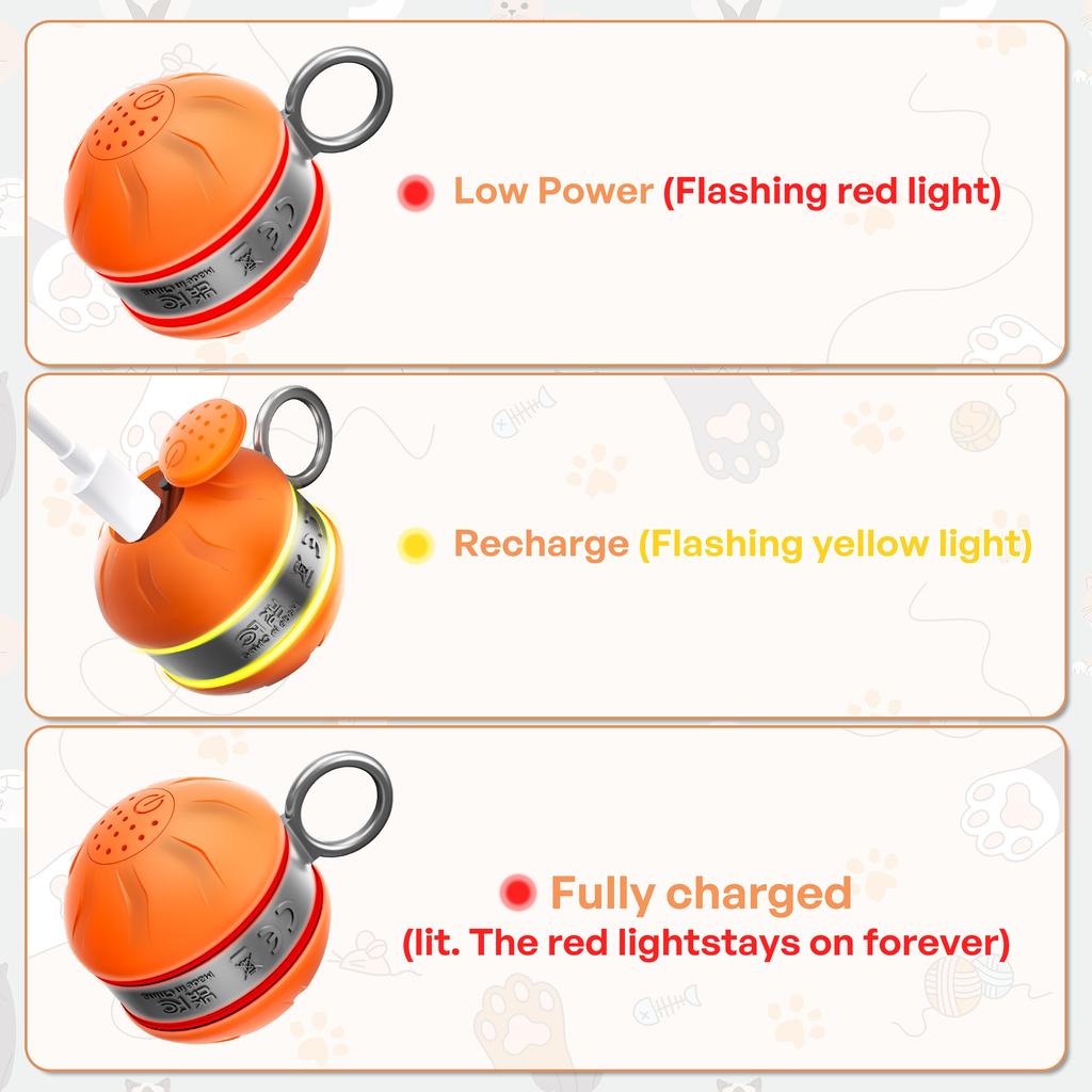 USB Charging Interactive Automatic Roll Cat Wheel Toy Smart Pet Ball Toy with Furry Tail Teaser
