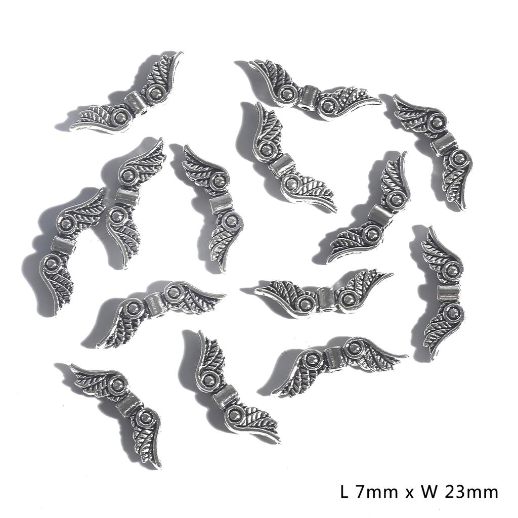 20Pcs Charms Angle Wings Multi Size Antique Silver Color Plated Pendants Making DIY Handmade Jewelry Necklace