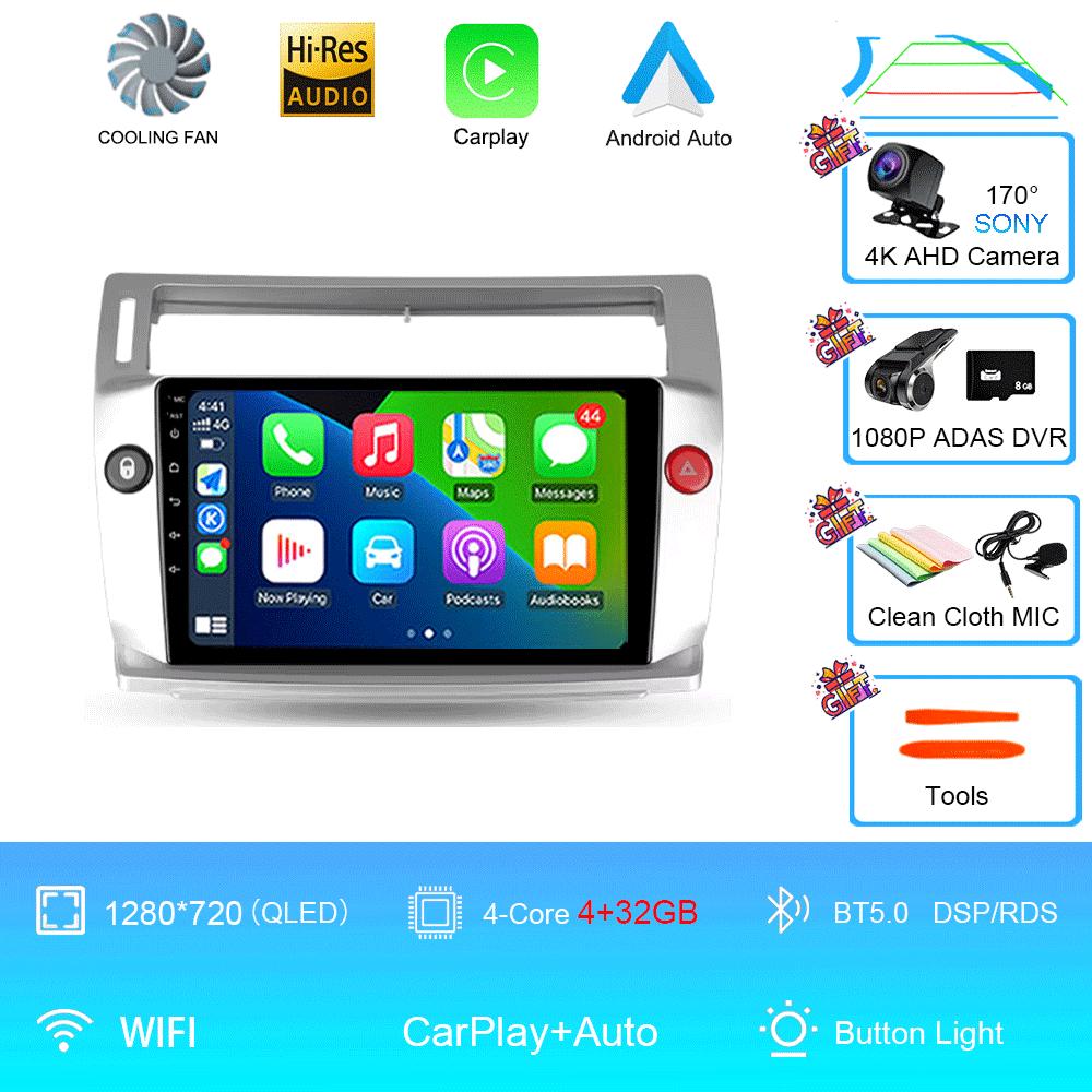 Android 14 Для Citroen C4 C-Triomphe Quatre 2004-2014 Автомагнитола Мультимедиа Видео Carplay 2Din DVD Головное устройство Стерео Динамик Аудио