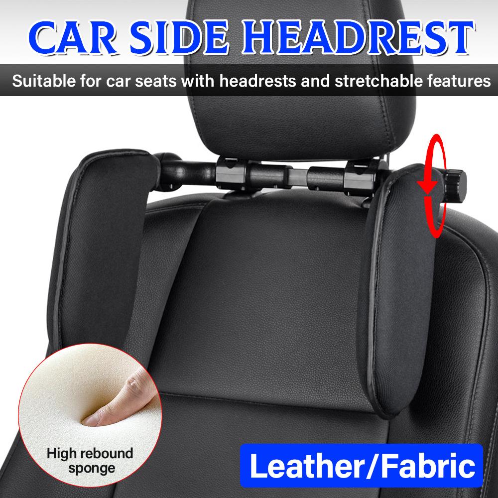 Fabric/Leather Car Neck Headrest U-shaped Pillow Cushion Seat Memory Foam Pad Sleep Side Head Telescopic Support Cervical Spine