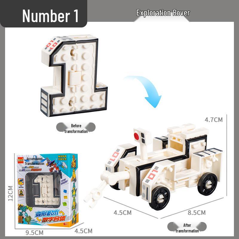 Large Kids' Number Symbol Transforming Robot Car Toy Set