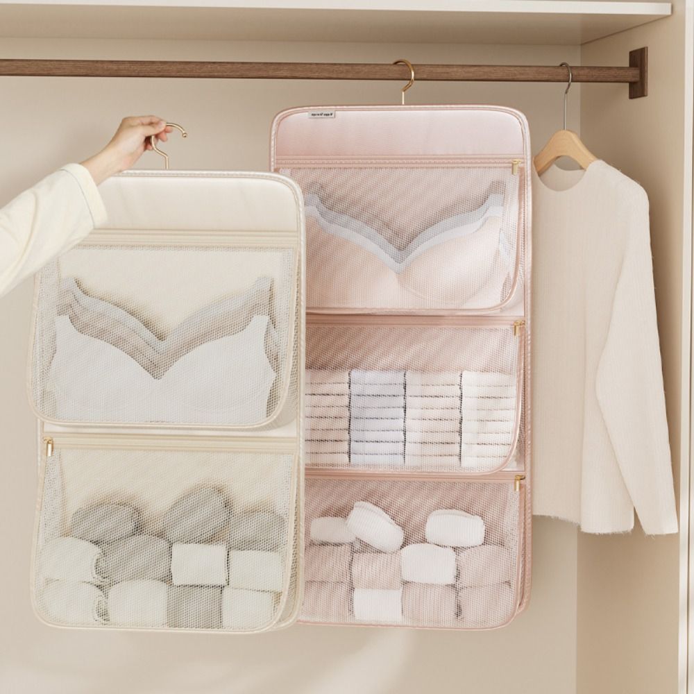 Zippered Hanging Clothes Organizer Large Capacity Closet Socks Dispenser Home Wardrobe