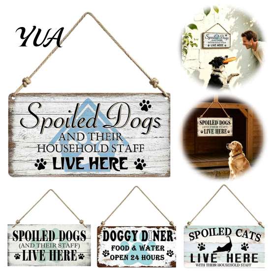 Hanging Wood Sign for Pets Pet House Wooden Door Sign, Rustic Farmhouse Dog Wall Plaque, Home Decor Vintage Decor, Housewarming Gift Lovers