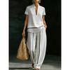 TEMU Hot Sale Women's V-Neck Pullover Short Sleeve Pants Set India Two-piece Set 1D Digital Printing