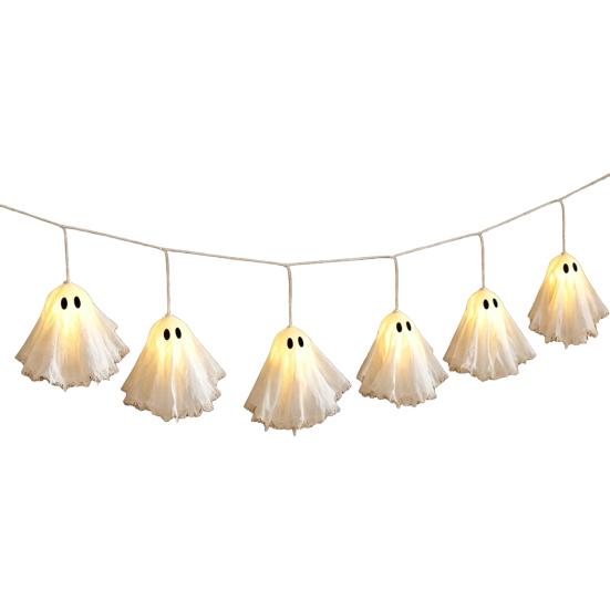 Halloween Themed Decorations Glowing Ghost Hanging Decor, Spooky Light Up Ornament for Party Durable Ornaments Scene, Indoor Outdoor Wall Window