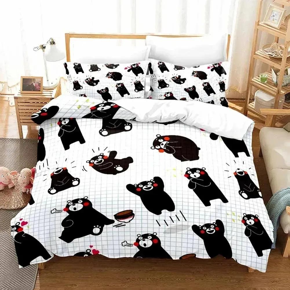 3D-принт Kawaii Cartoon Comics Kumamon Комплект постельного белья Double Twin King Пододеяльник Одеяло Наволочка Для мальчиков Девочек Взрослых Спальня