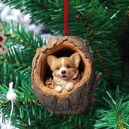 Рождественское украшение в виде животного 2D акриловое мультяшное лесное животное рождественская елка подвесное украшение для праздничного домашнего декора