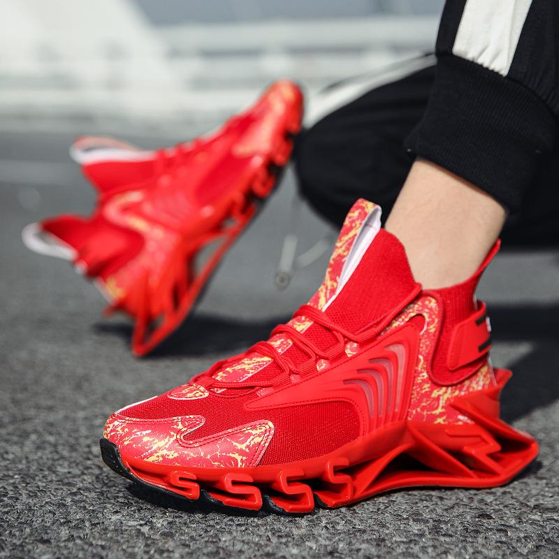 Модная повседневная спортивная обувь на массивной подошве, кроссовки для пап, носки-обувь, амортизация, мужские, летящая тканая поверхность, дышащие, большого размера