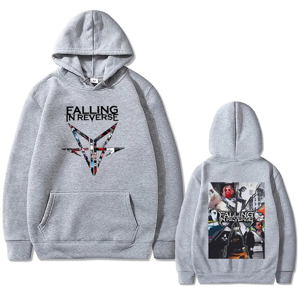 Unisex Falling in Reverse Album Cover Hoodie, Fashion Vintage Sports Outfit, Men's Casual Loose Pullover Sweatshirt