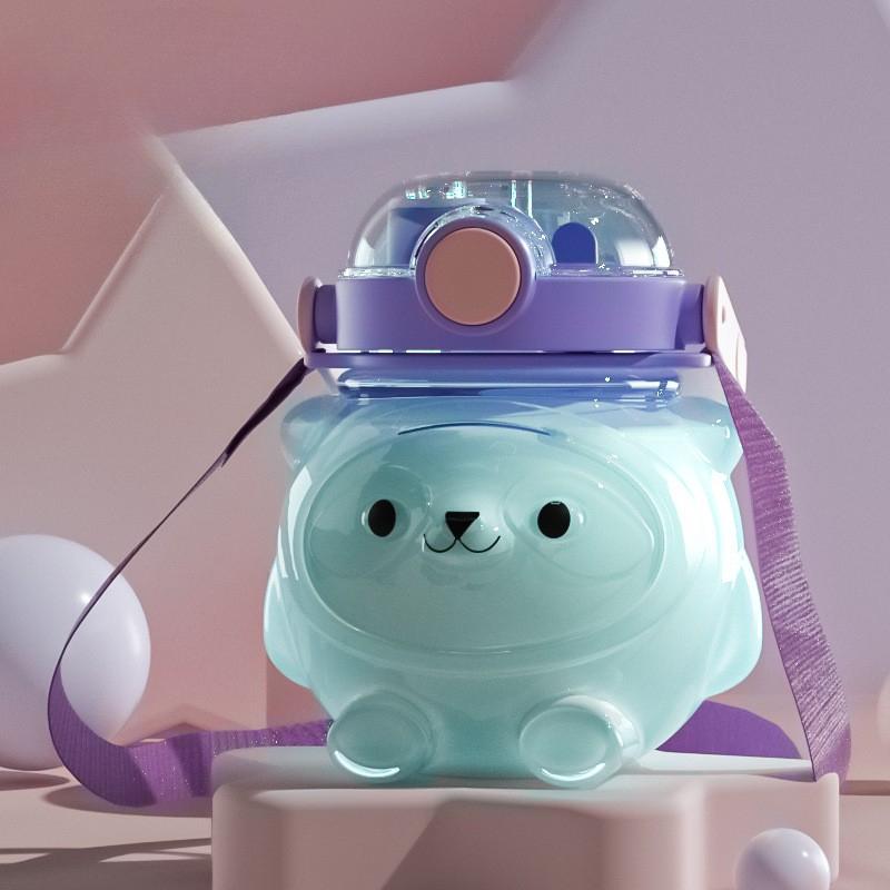 Летний Панда Двойной Напиток Красивый Просторный Детский Очаровательный Пластиковый Стакан для Воды Медведь Стакан с Трубочкой Стакан Пластиковый