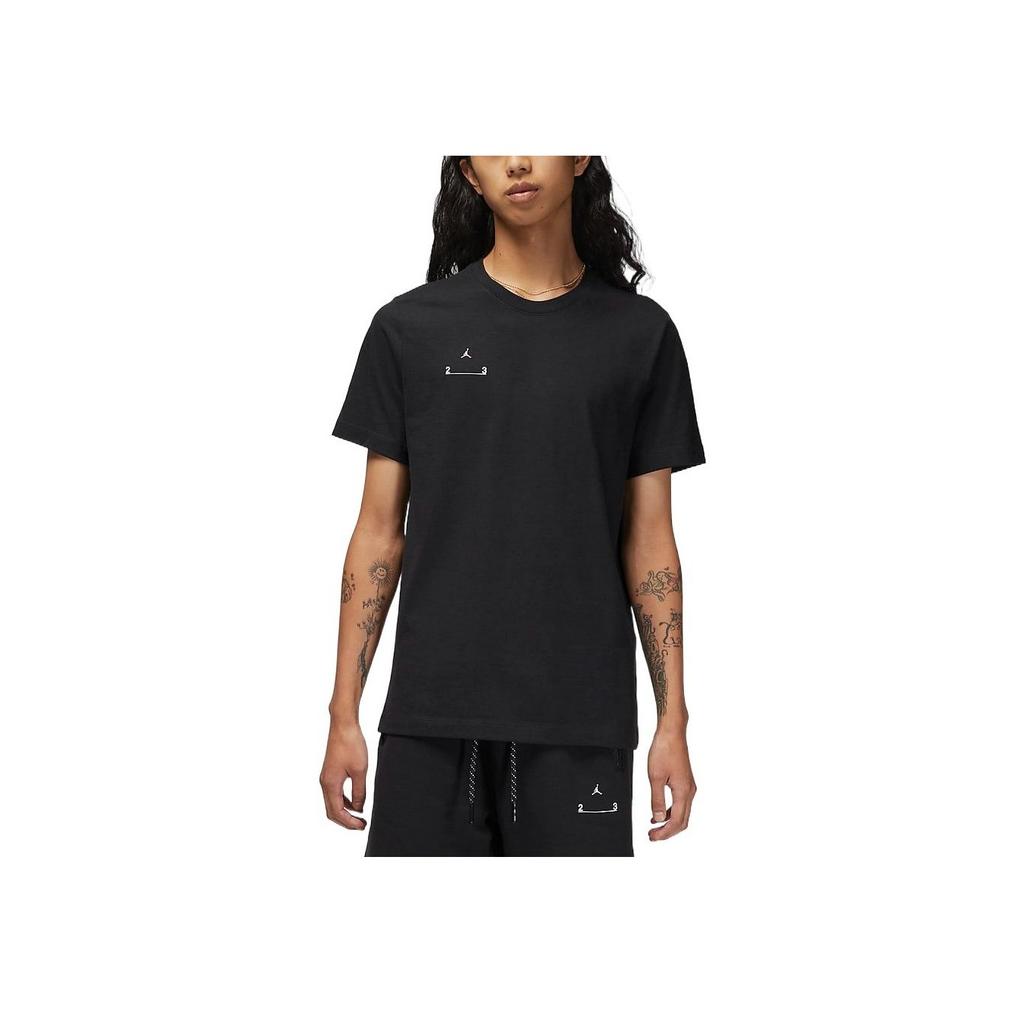 Jordan Solid Color Letter Logo Print American Retro Round Neck Casual Short Sleeve T-Shirt Men Tops Black DQ7359-010