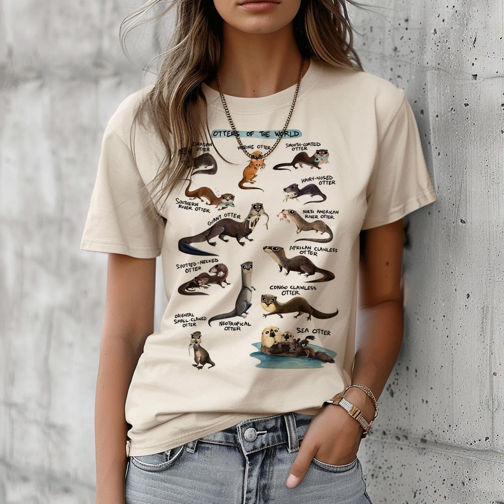 Otters Tee Women Funny Manga Tshirt Girl Graphic Harajuku Funny Clothing