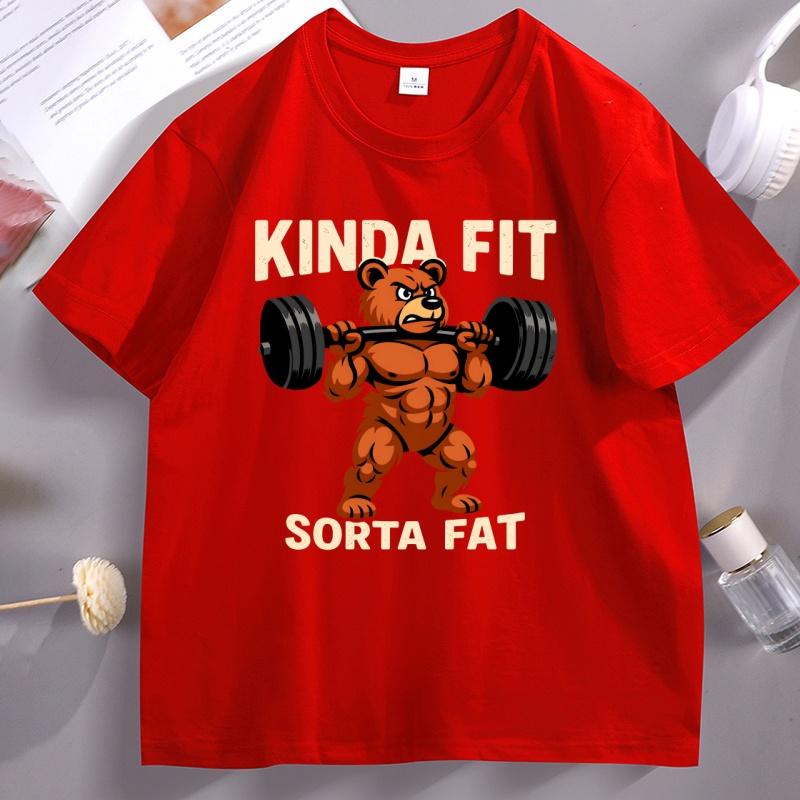 Funny Bear Weightlifting Graphic TShirt Unisex Soft Comfortable Cotton Short Sleeve Tshirt Round Neck Printed Short Sleeve Tees
