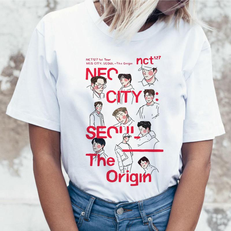Nct127 модная графическая футболка женская Harajuku Ullzang 90S футболка корейский стиль айдолы футболка повседневная