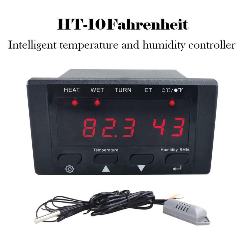 A20F-HT-10 Термостат-контроллер температуры и влажности для инкубатора с индикаторами увлажнения и нагрева 110-220 В Черный