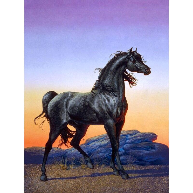 5D DIY комплект алмазной живописи «Лунный свет и лошадь в джунглях» Алмазная вышивка стразы украшения для дома