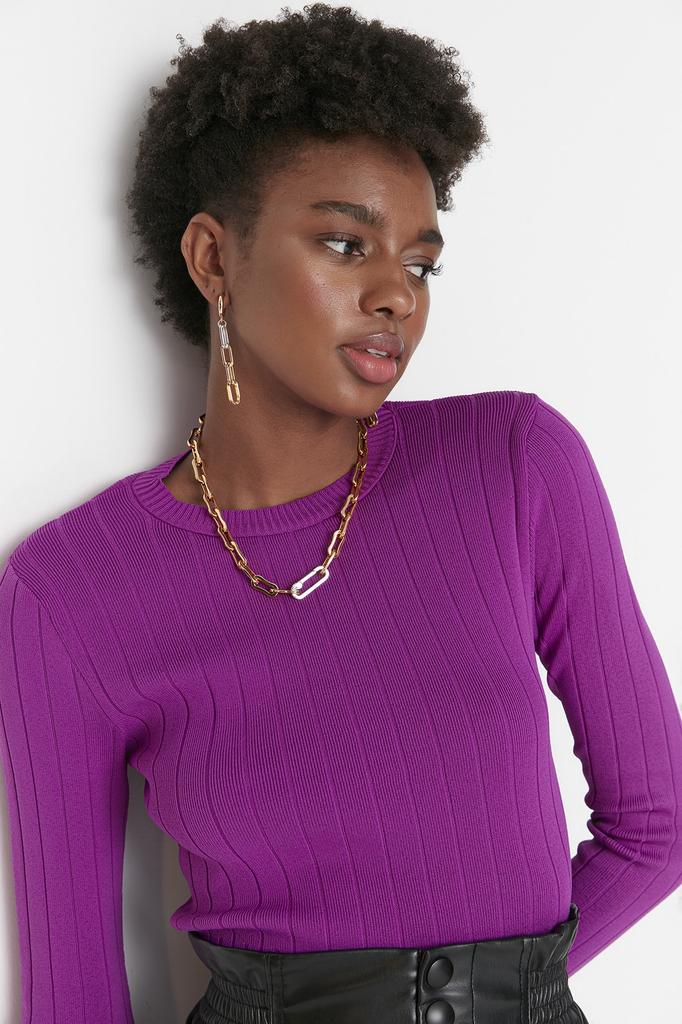 Женский модный новый свитер, оранжевый базовый трикотаж с круглым вырезом, свитер