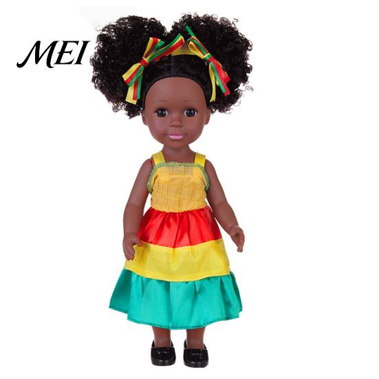 Toddler Toys for Imaginative Play 14 Inch Black Doll with Afro Hair, Soft Vinyl Posable African American Dolls Curly Hair Kids, Dress Up Fashion