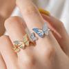 Elegant Butterfly Zircon Ring Enamel Finger Jewelry Sweet Butterfly Open Ring  Ladies Jewelry