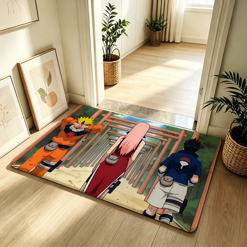 Anime N-Naruto Cool Carpet Bathroom Anti-slip Mat Door Mat Home Decoration Mat Entrance Door Mat Scratch-resistant Door Mat