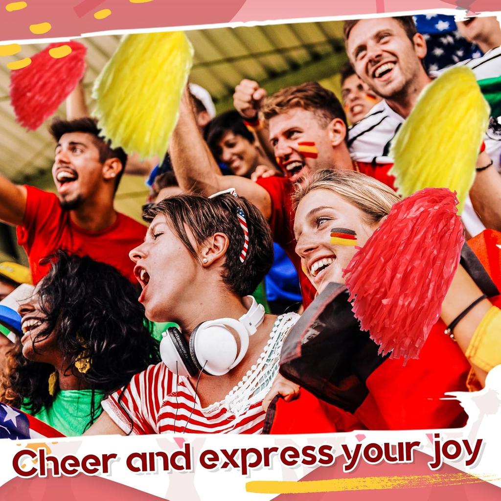 Chivao 24 Pcs Cheerleading Pompoms Plastic Pom Pom Handle Cheer Team Pompoms for Sports Dance Cheer Gameday Football Party Decorations,30 Grams