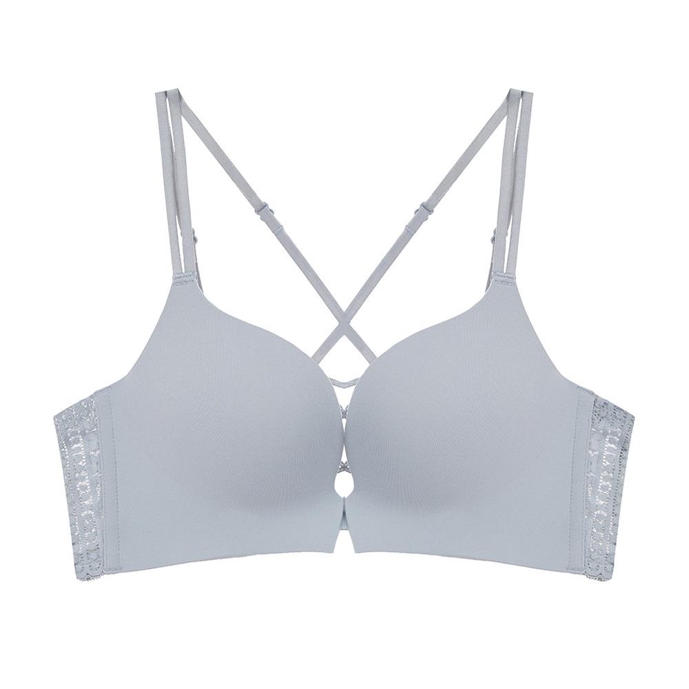 Весенне-летний новый бюстгальтер с пряжкой спереди, нижнее белье со сборками и кружевом сзади, удобный бюстгальтер без маркировки