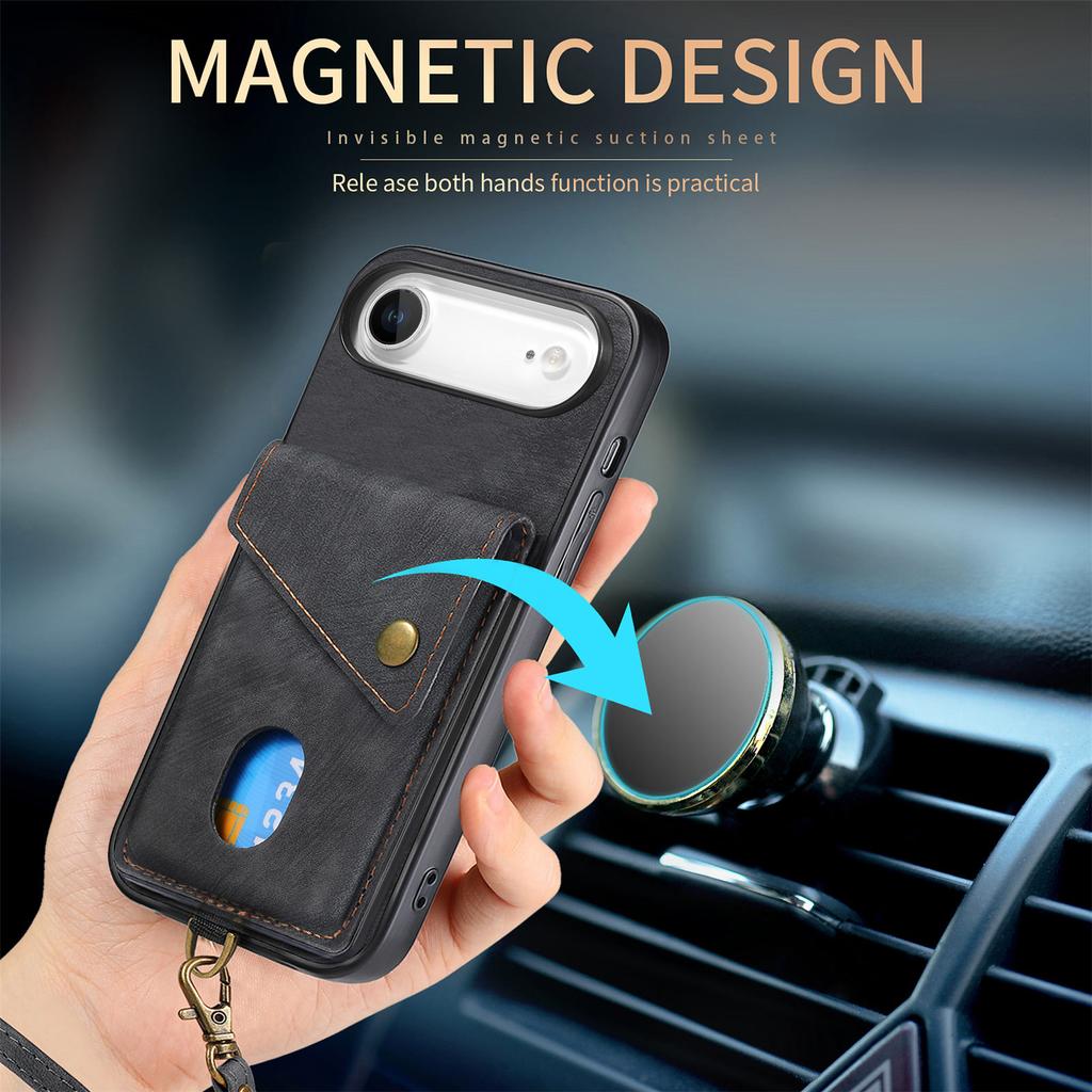 Для iPhone Air Чехол с держателем для карт Подставка Кожаная задняя крышка для телефона