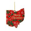 State Pride Christmas Ornaments Acrylic State Shaped Xmas Tree Hanging Decoration for Holiday Home Decor