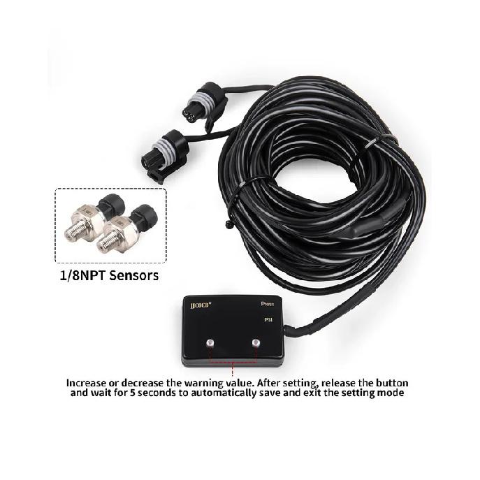 JJCOCO 12V Dual Display Oil Pressure Gauge with 2pcs 1/8 NPT Sensors 3 color led display