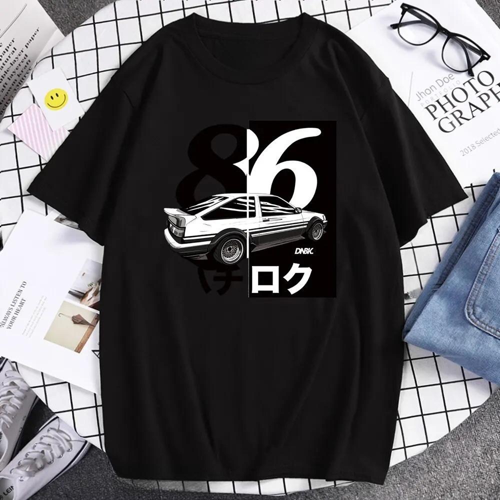 Летняя Прохладная Футболка с Коротким Рукавом Повседневная AE Initial D Homme Японский Дрифт Аниме Принт Женская Футболка