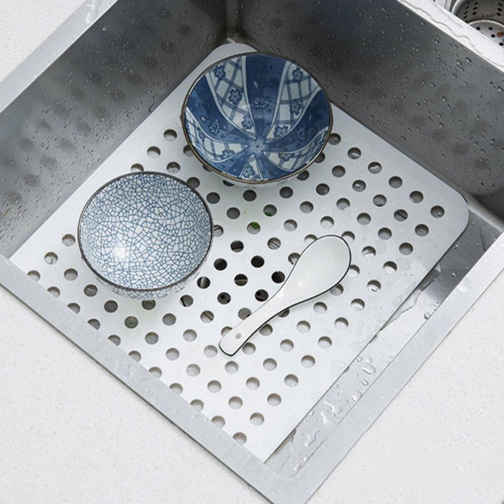 Anti-blocking Sink Drain Mat Hollow Dish Drying Mat Multifunctional Sink Protectors  Tableware