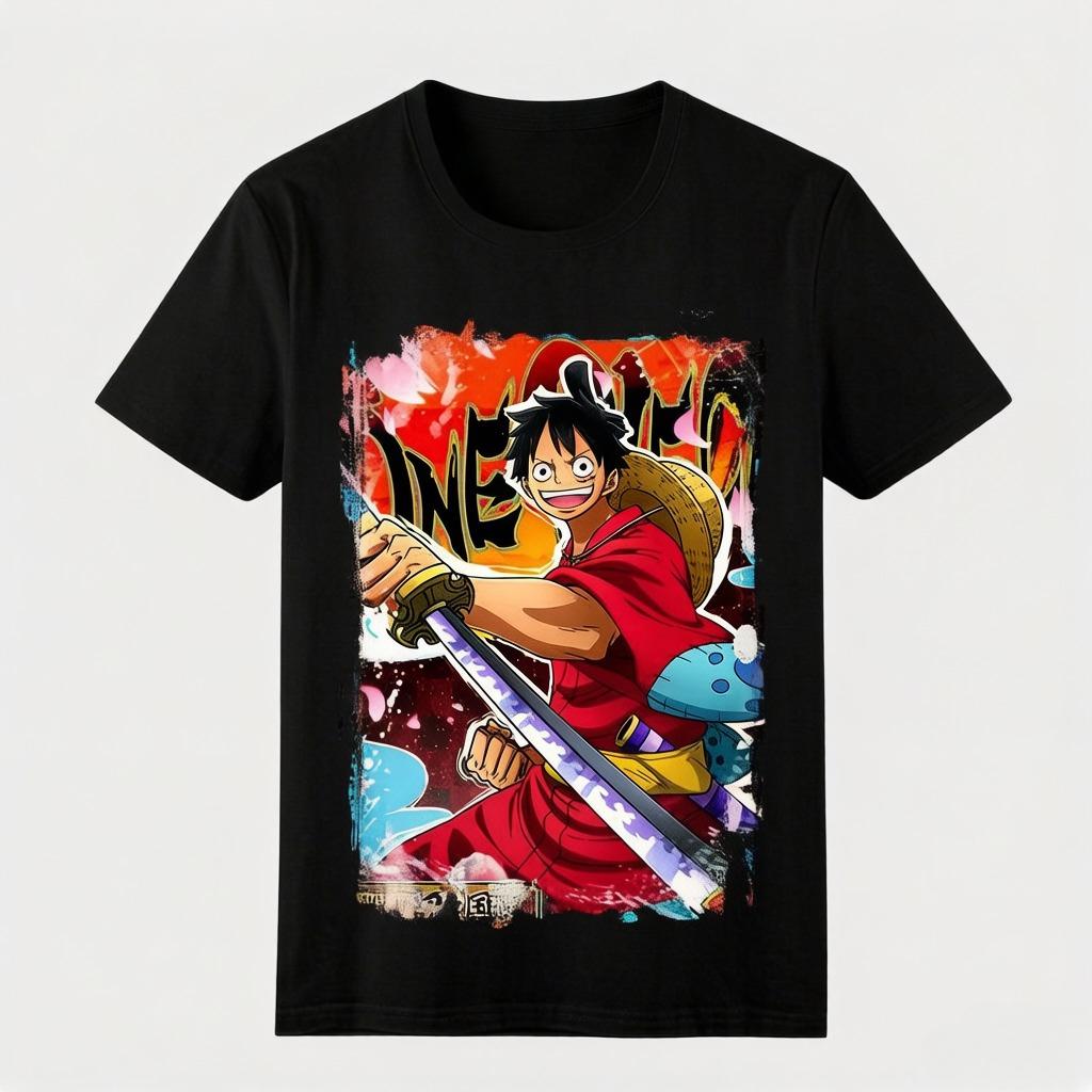 One Piece Luffy Printed Pattern Tshirt and No Country Casual Comfortable and Highquality Cotton Parentchild Wear