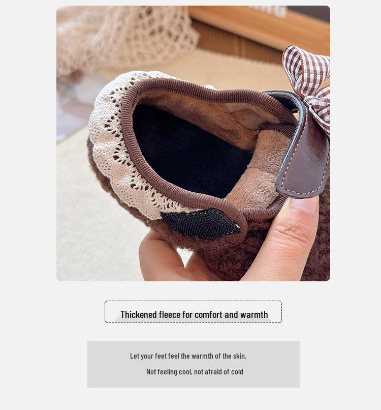 Теплые хлопковые ботинки на флисовой подкладке для малышей: Мягкие шерстяные пинетки-ходунки для маленьких девочек