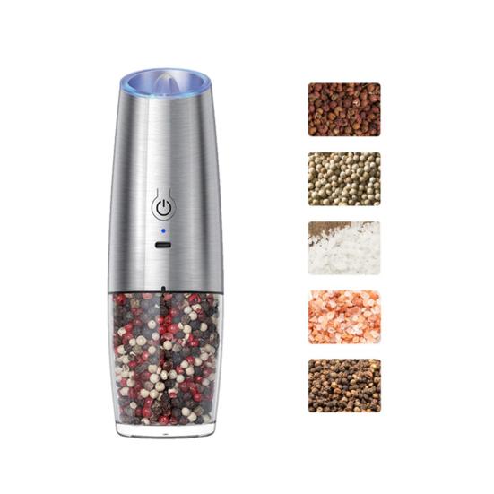 Электрическая мельница для соли и перца, емкость 6 унций, регулируемая степень помола, перечница со светодиодной подсветкой, мельница для специй, управляемая одной рукой