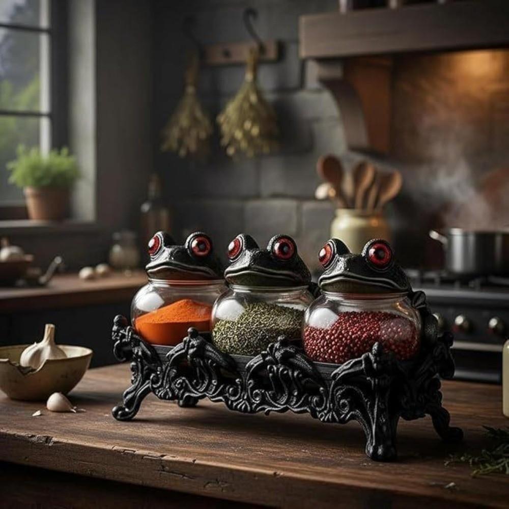 Funny Frog Spice Jar Glass Condiment Bottles Creative Food Seasoning Jar Restaurant