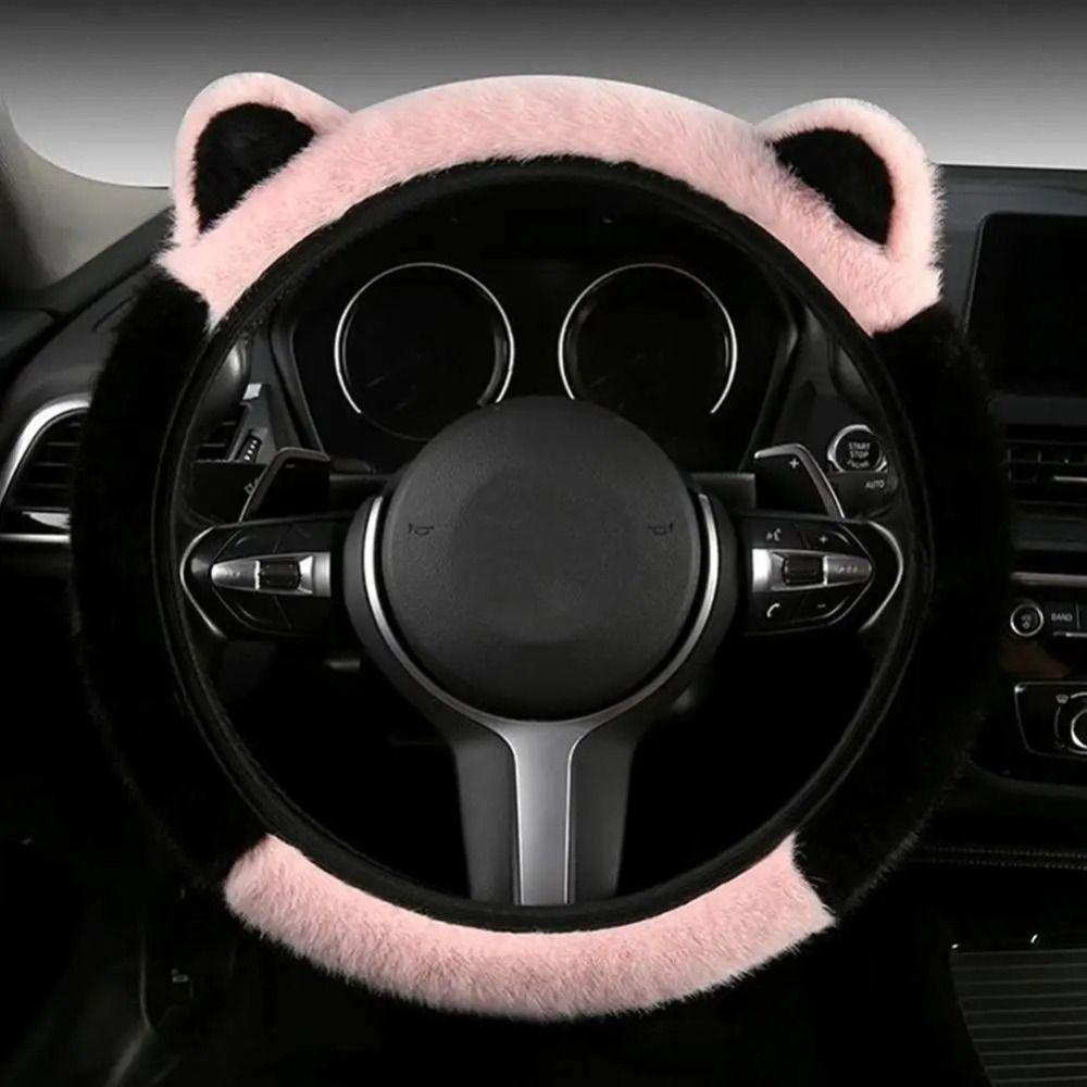 Нескользящая плюшевая накладка на руль Теплый чехол на руль Милые кошачьи ушки Чехол на руль Зима